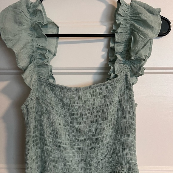 Boutique by the river Sage Green Ruffled Maxi Dress sz M sundress - Picture 2 of 2